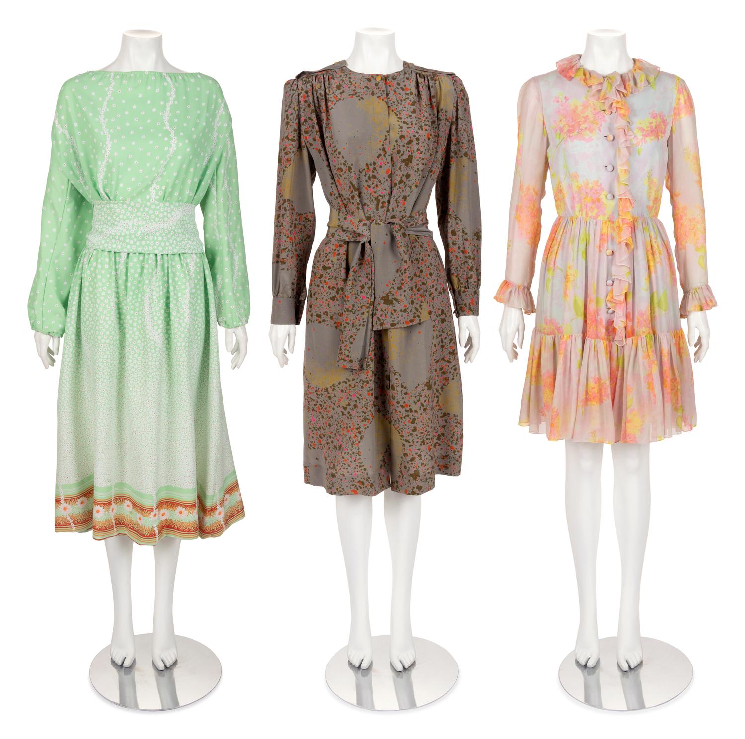 Three Designer Dresses: One Lanvin, One Ted Lapidus, One Larry Aldrich, 1970s