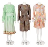 Three Designer Dresses: One Lanvin, One Ted Lapidus, One Larry Aldrich, 1970s