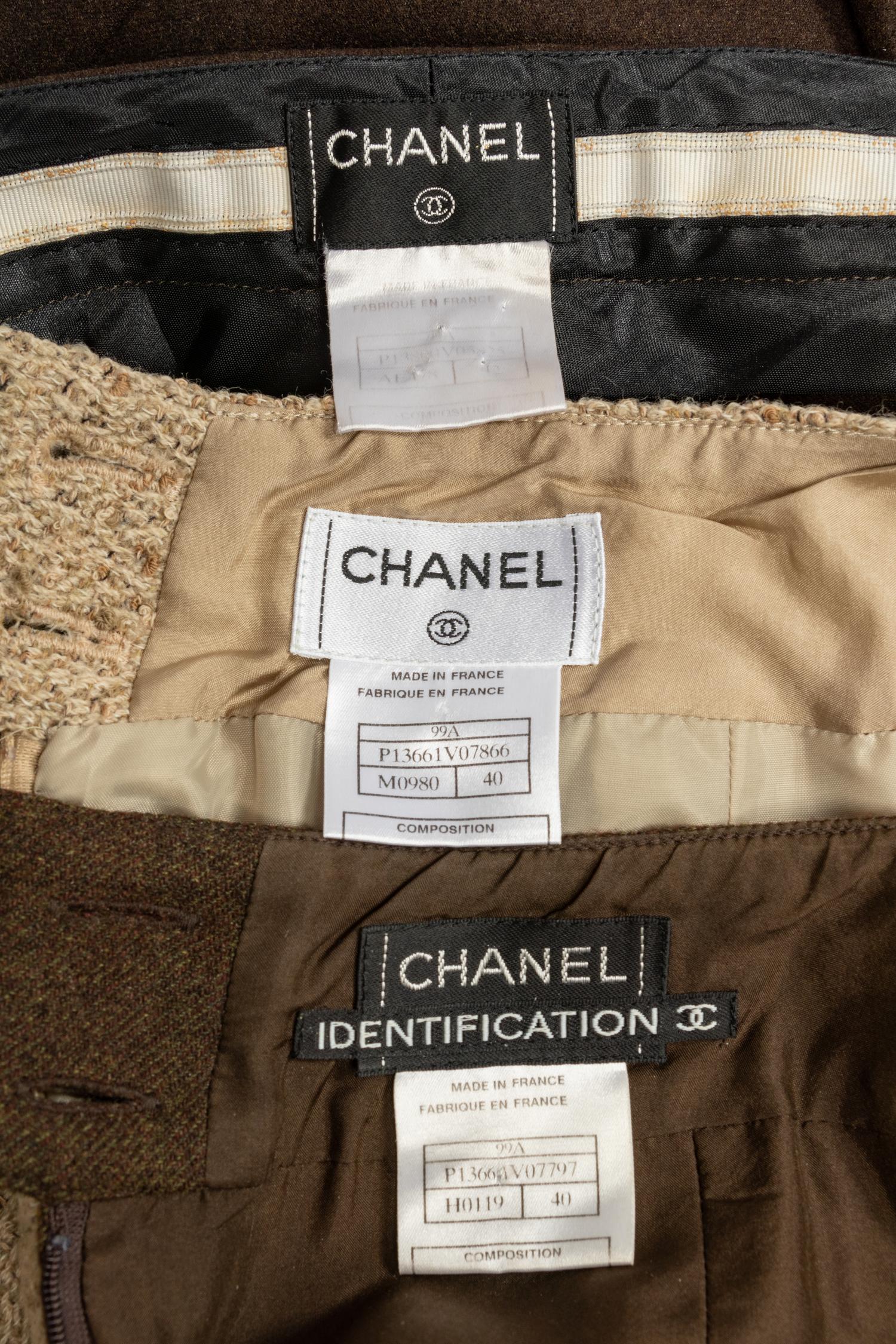 Three Chanel Items: Two Skirts, One Pants, 1999