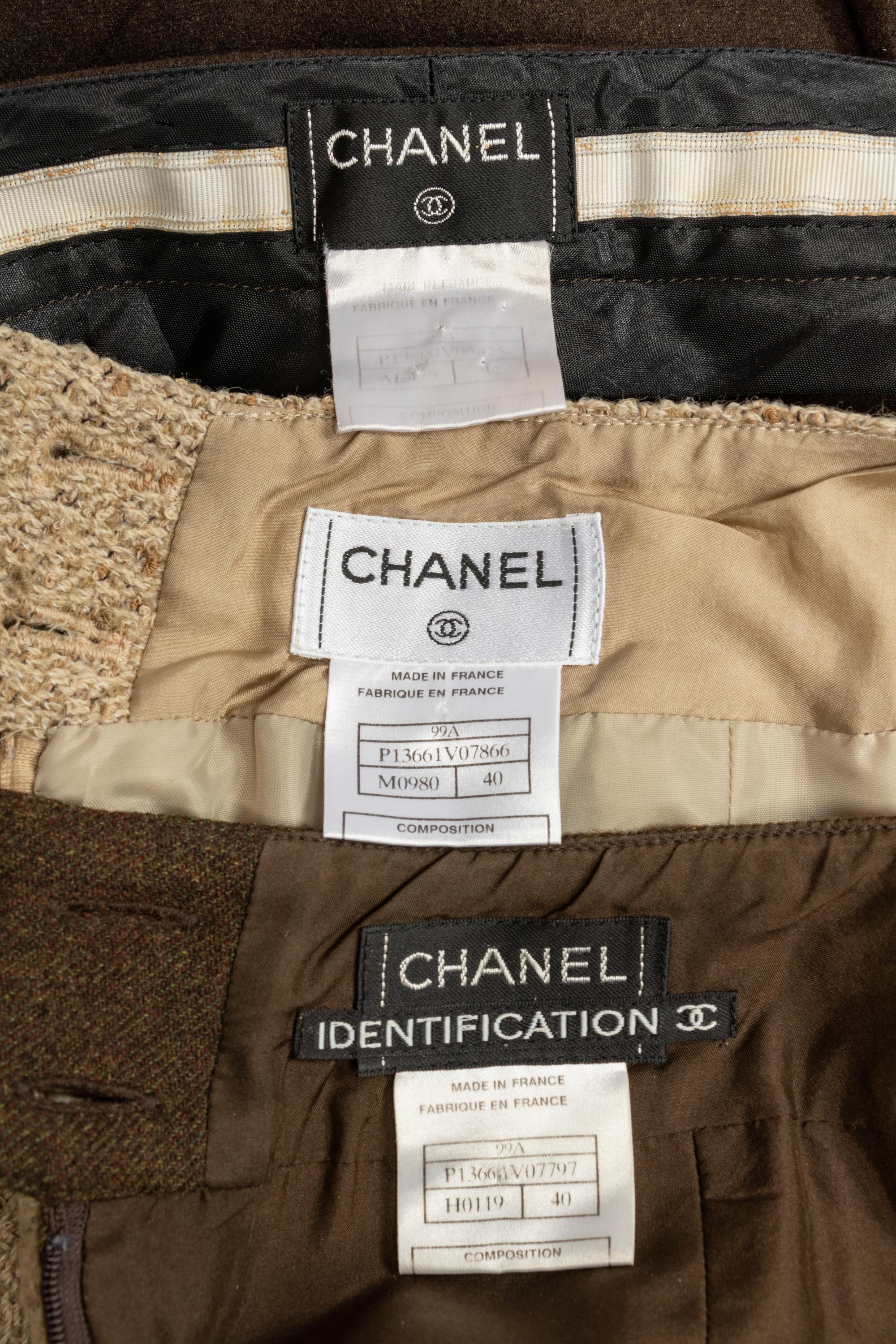 Three Chanel Items: Two Skirts, One Pants, 1999