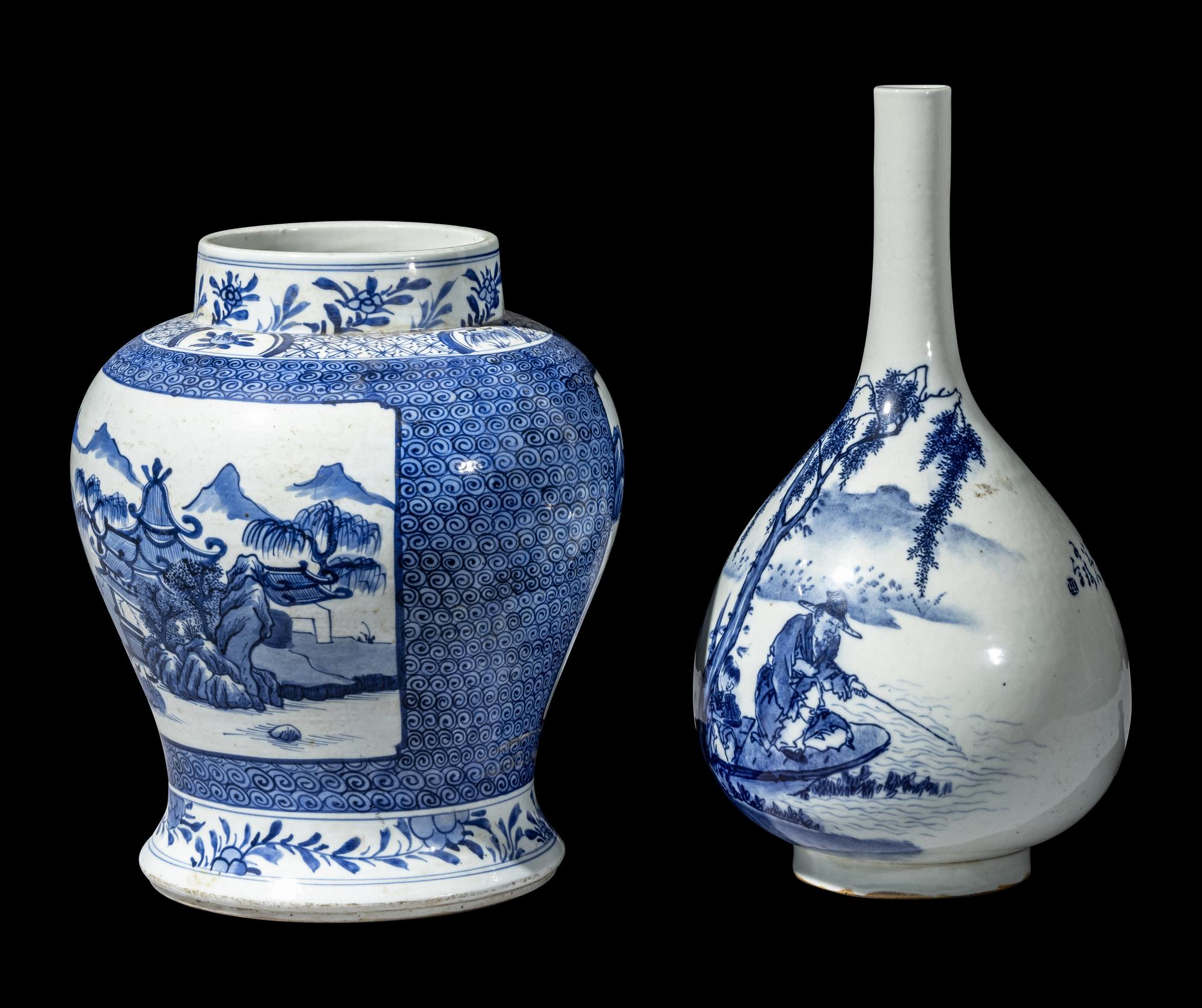Two Chinese Blue and White Porcelain Vessels