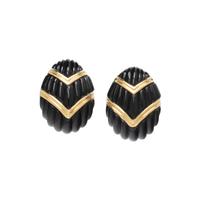 BLACK CORAL AND YELLOW GOLD EARRINGS