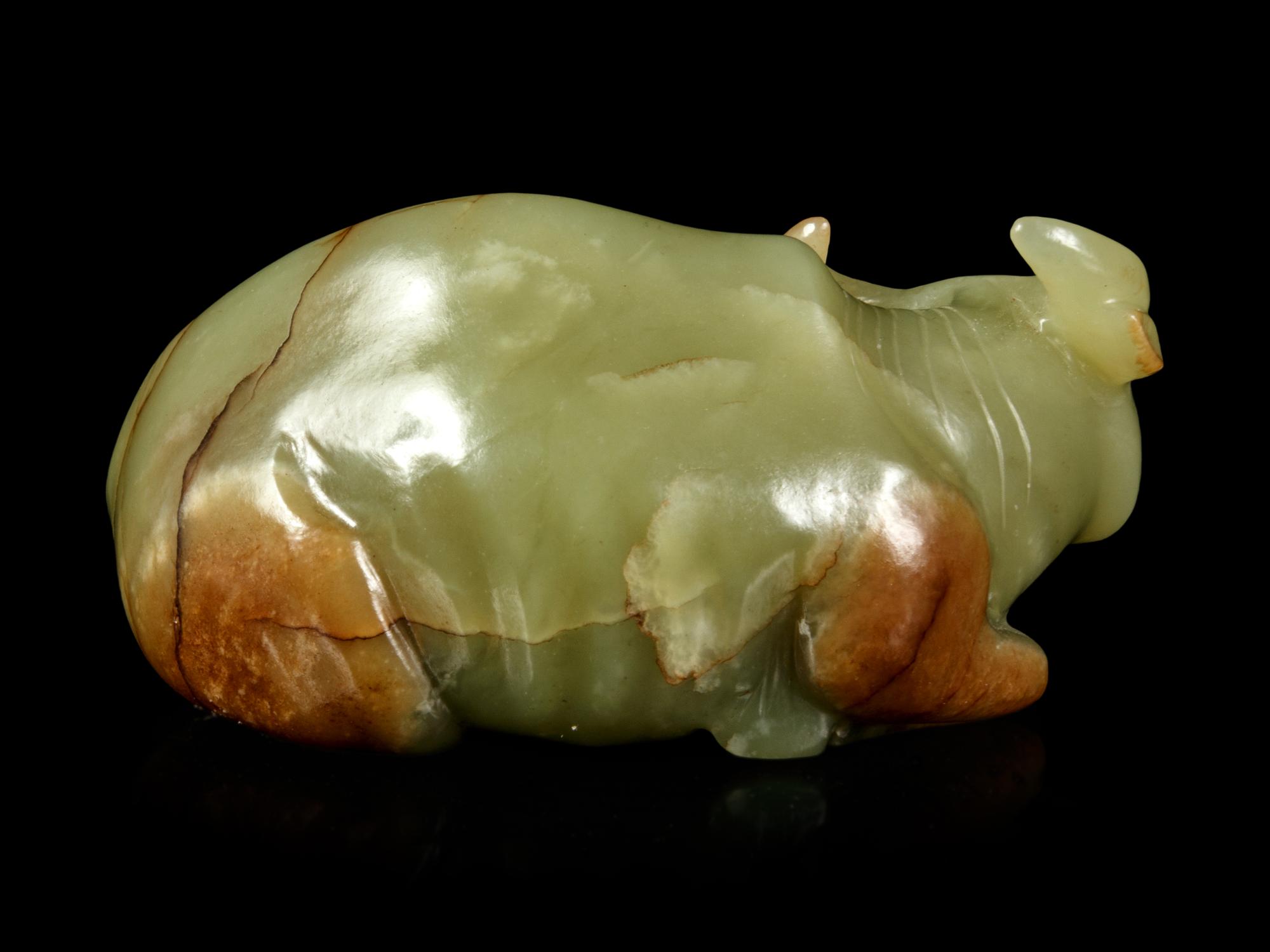 A Yellow Jade Carving of Buffalo