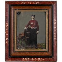 [EARLY PHOTOGRAPHY - PORTRAITURE]. A group of 6 folk art hand-painted tintypes of soldiers in uniform, comprising: