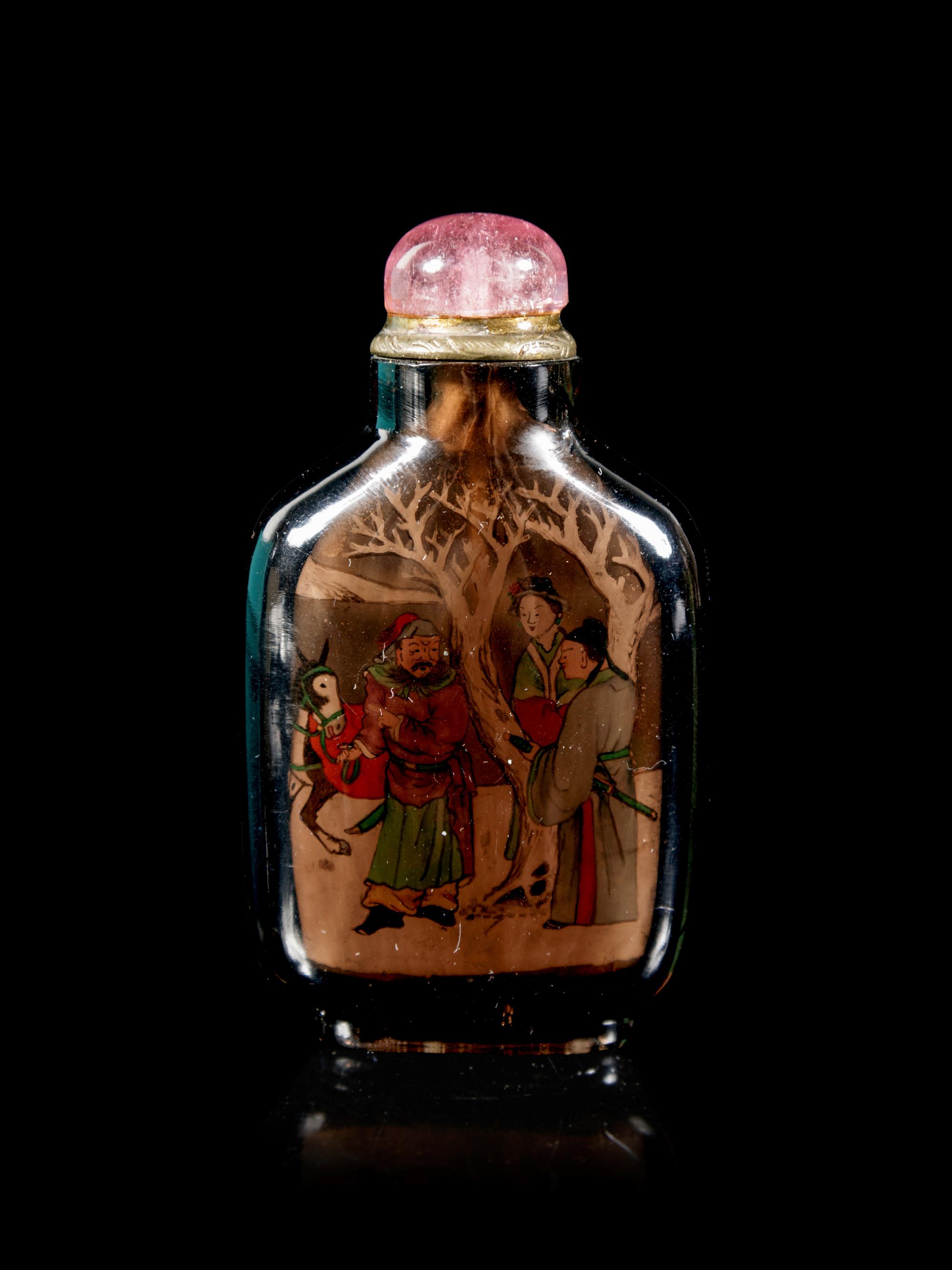 An Inside Painted Smoky Topaz Snuff Bottle