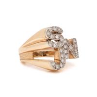 Diamond and Yellow Gold Initial Ring
