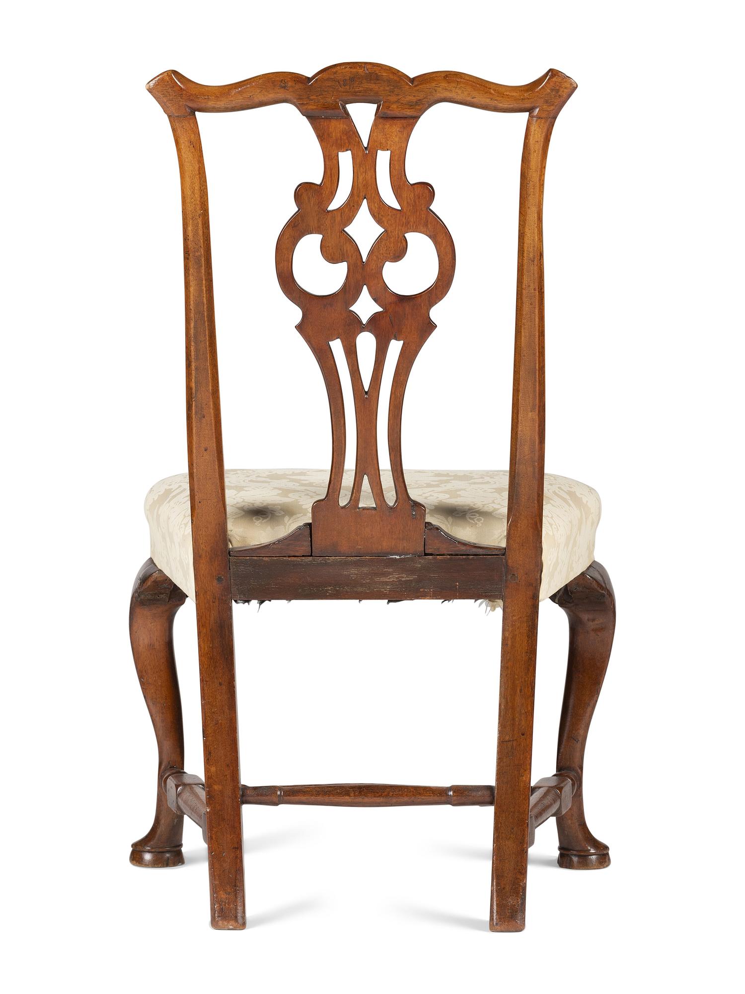 A Queen Anne Carved Cherrywood Owl's Eye Side Chair