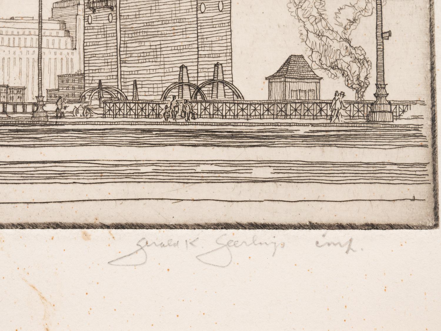 Where the West Begins (Chicago) , accompanied by two preparatory pencil sketches, 1930-32