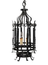 A Baroque Style Wrought Metal Hall Lantern