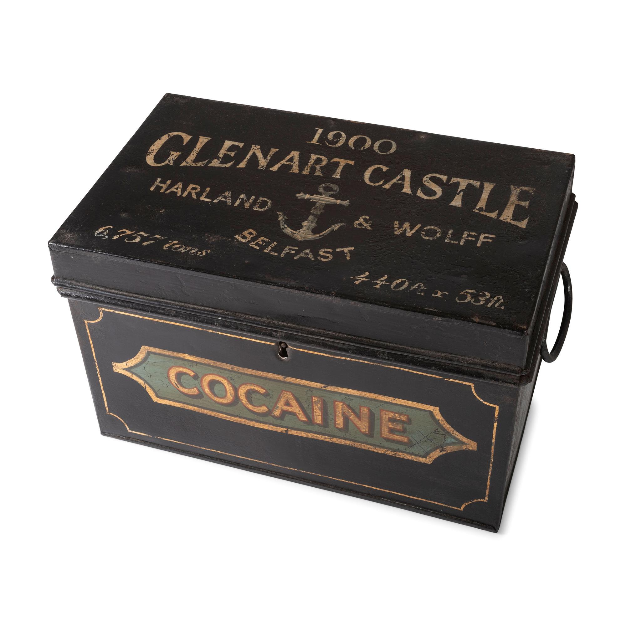 A Painted Tin Cocaine Storage Box