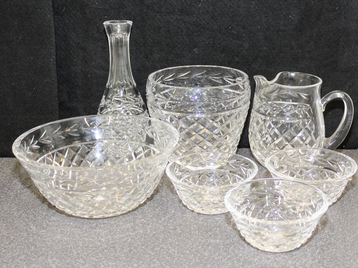 A Group of Waterford Cut Glass Articles Height of tallest 9 1/2 inches.
