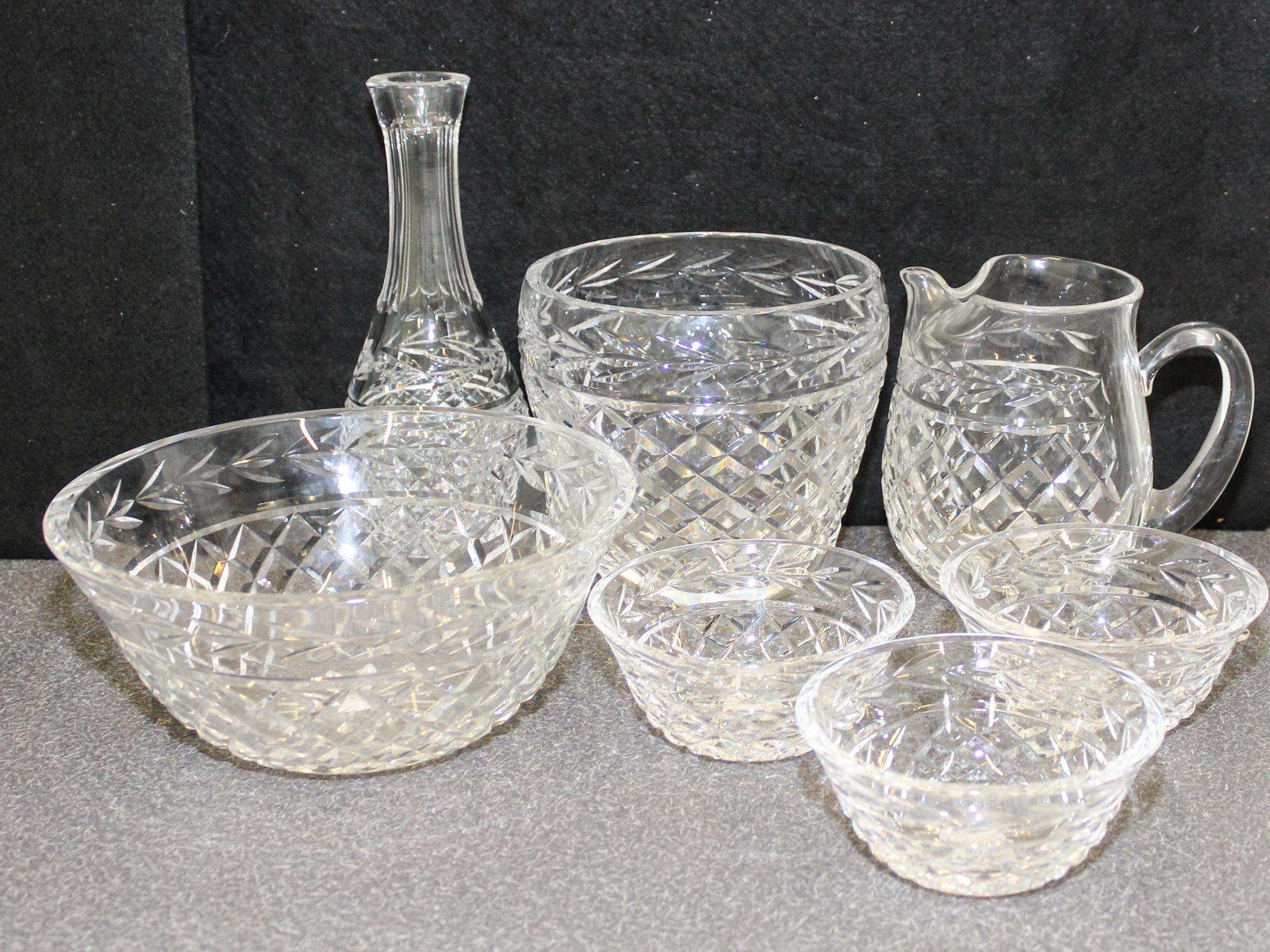 A Group of Waterford Cut Glass Articles Height of tallest 9 1/2 inches.