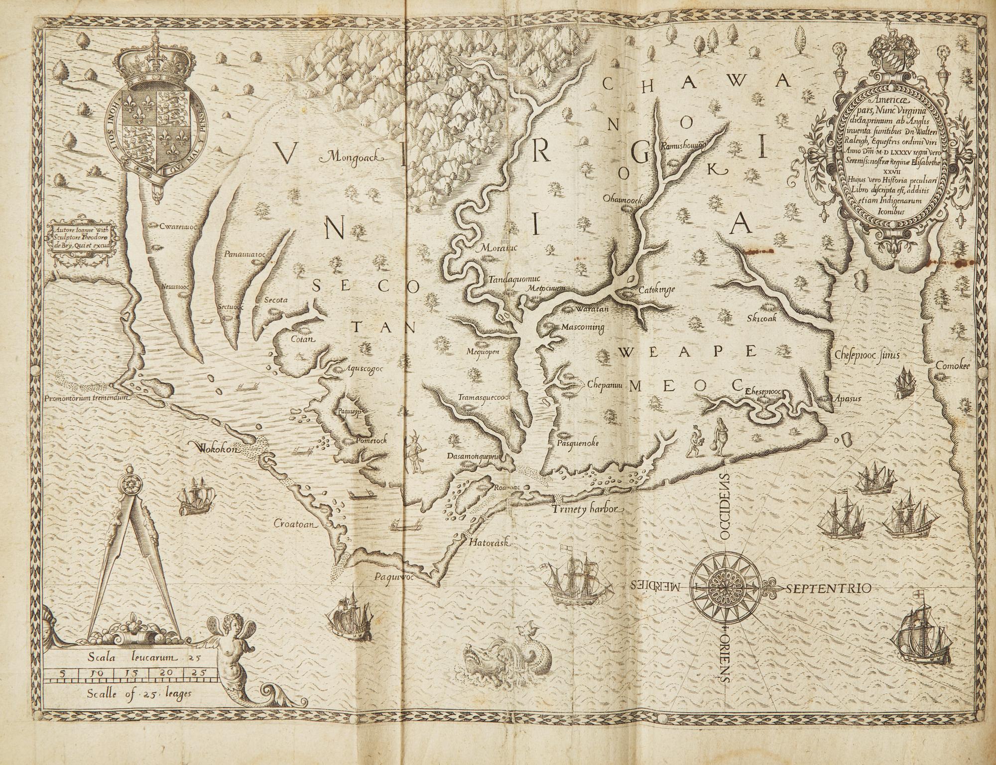 [Bry, Theodor de] Hariot, Thomas. Admiranda narratio fida tamen, de commodis et incolarum ritibus Virginiae... (Part One, in Latin, of De Bry's Great Voyages)