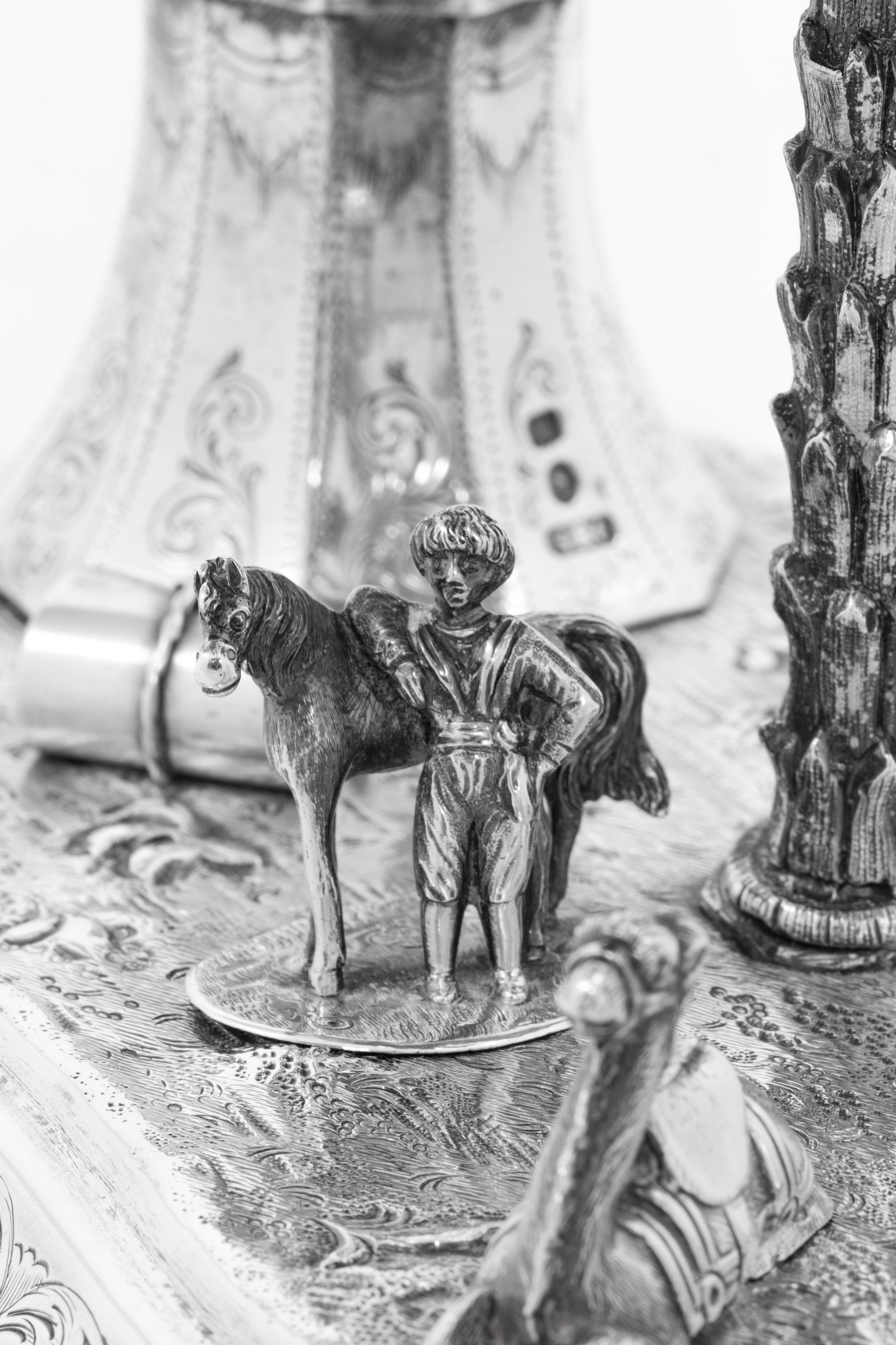 A Victorian Orientalist Silver Ink Stand