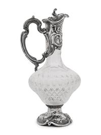A Portuguese Silver Mounted Cut Glass Claret Jug