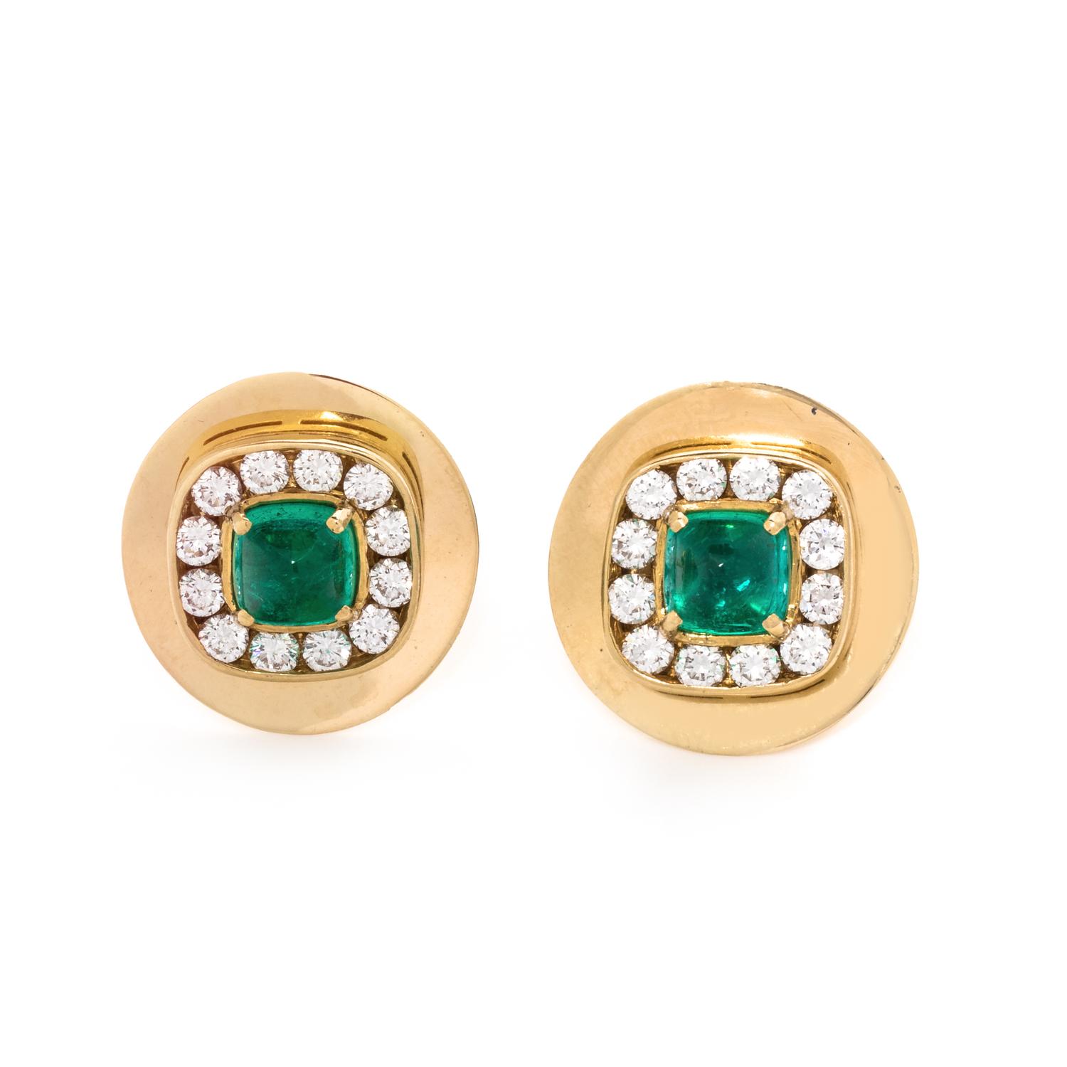 EMERALD AND DIAMOND EARRINGS