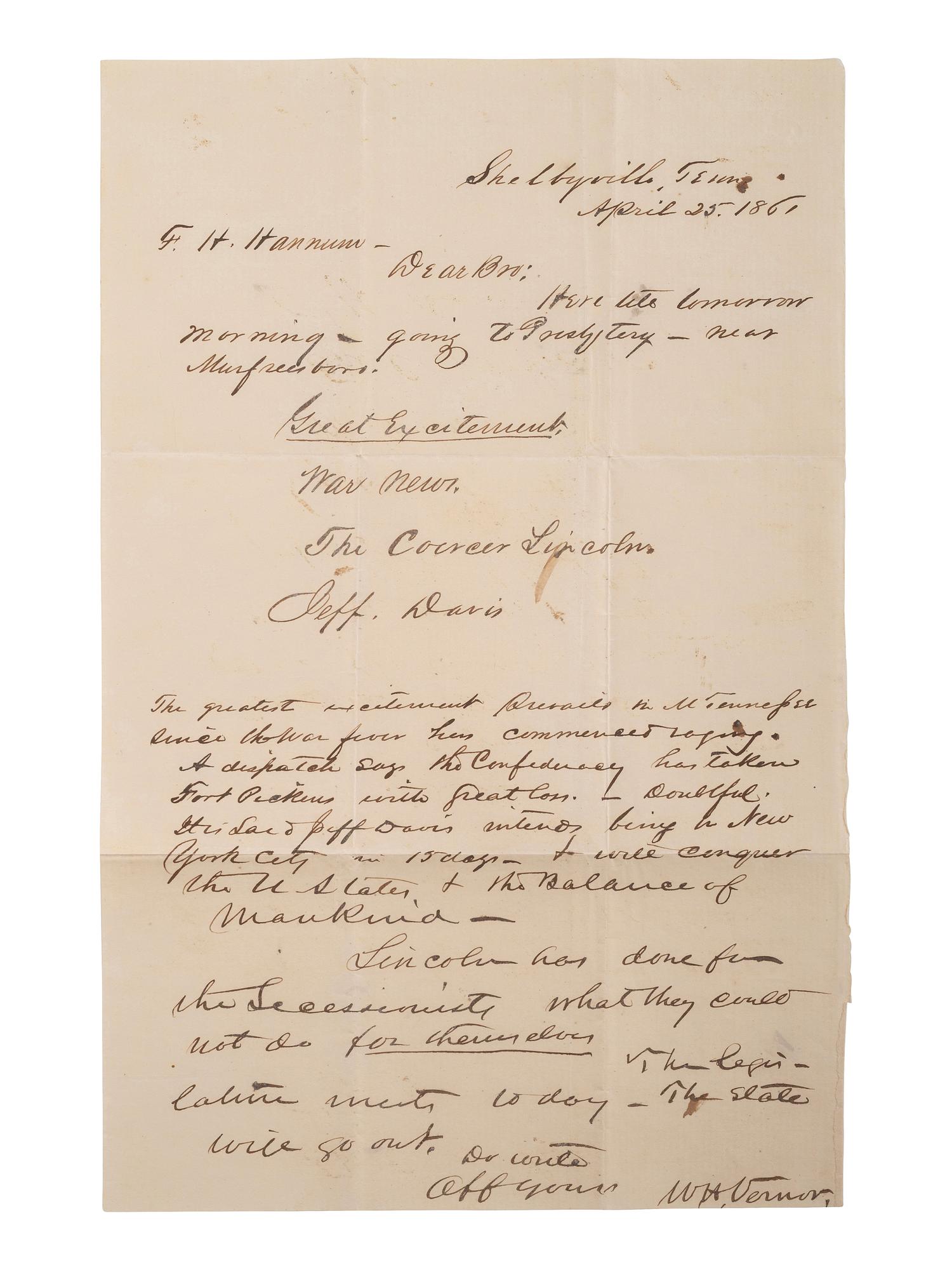[CIVIL WAR]. Confederate letters and documents related to multiple southern states.