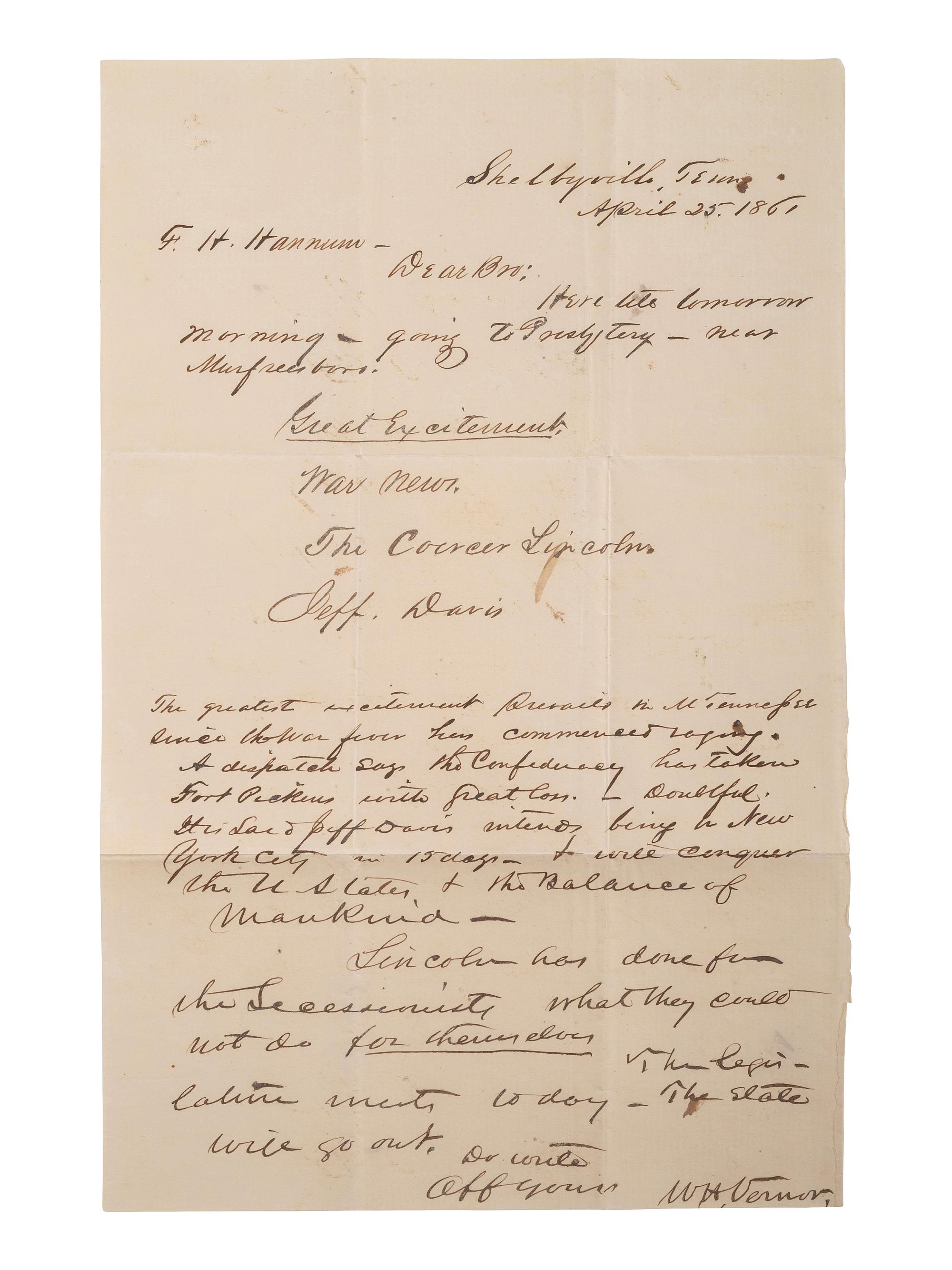 [CIVIL WAR]. Confederate letters and documents related to multiple southern states.