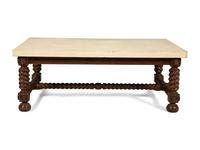 A Jacobean Style Low Table with Later Limestone Top
