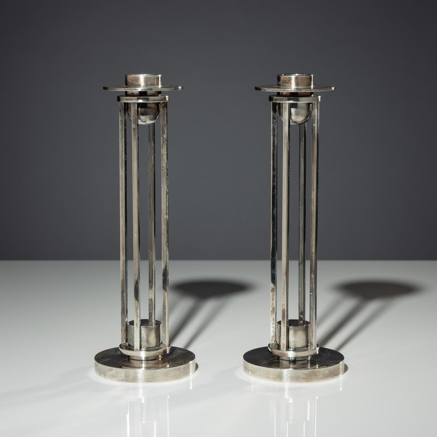 Pair of Skyscraper candlesticks for Swid Powell