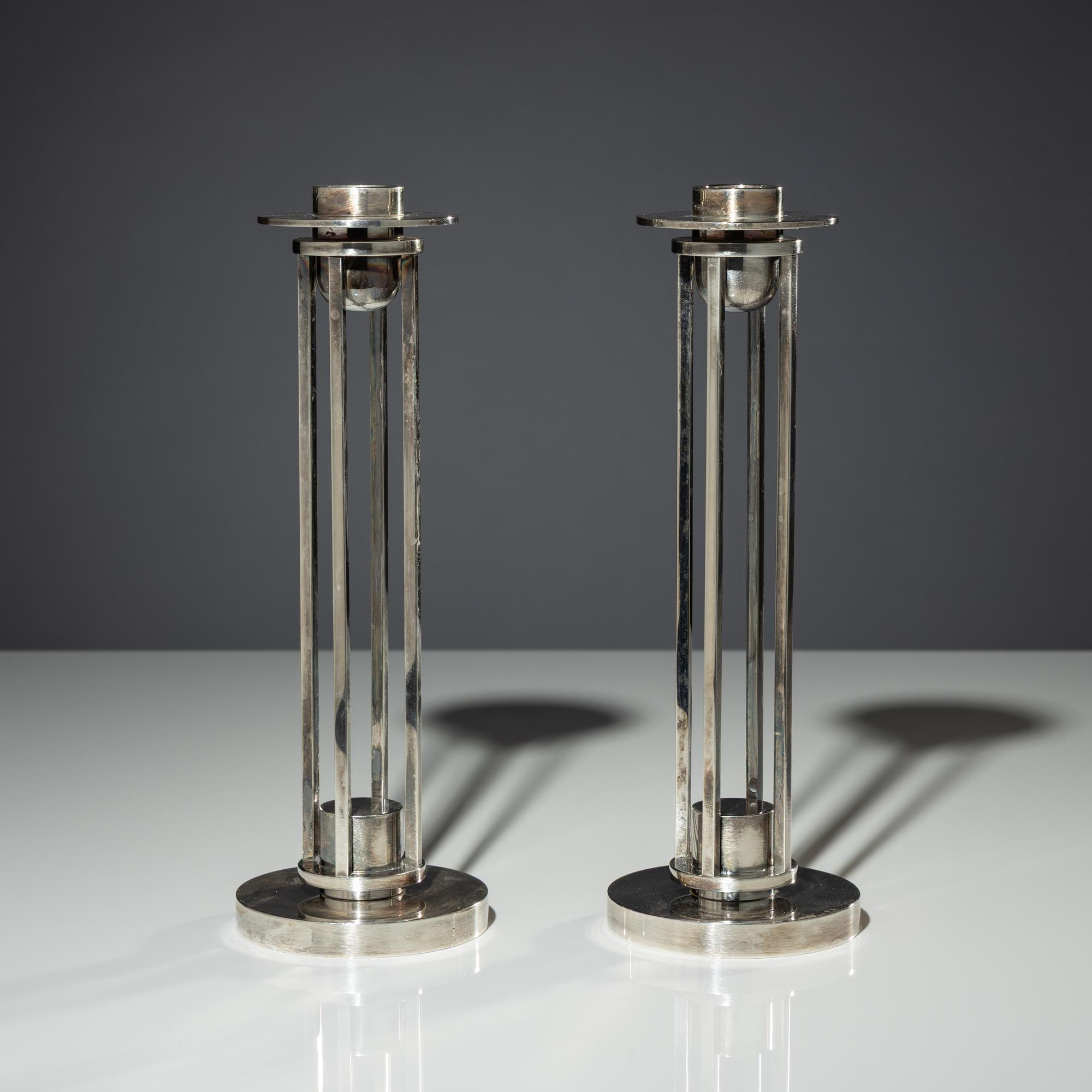 Pair of Skyscraper candlesticks for Swid Powell