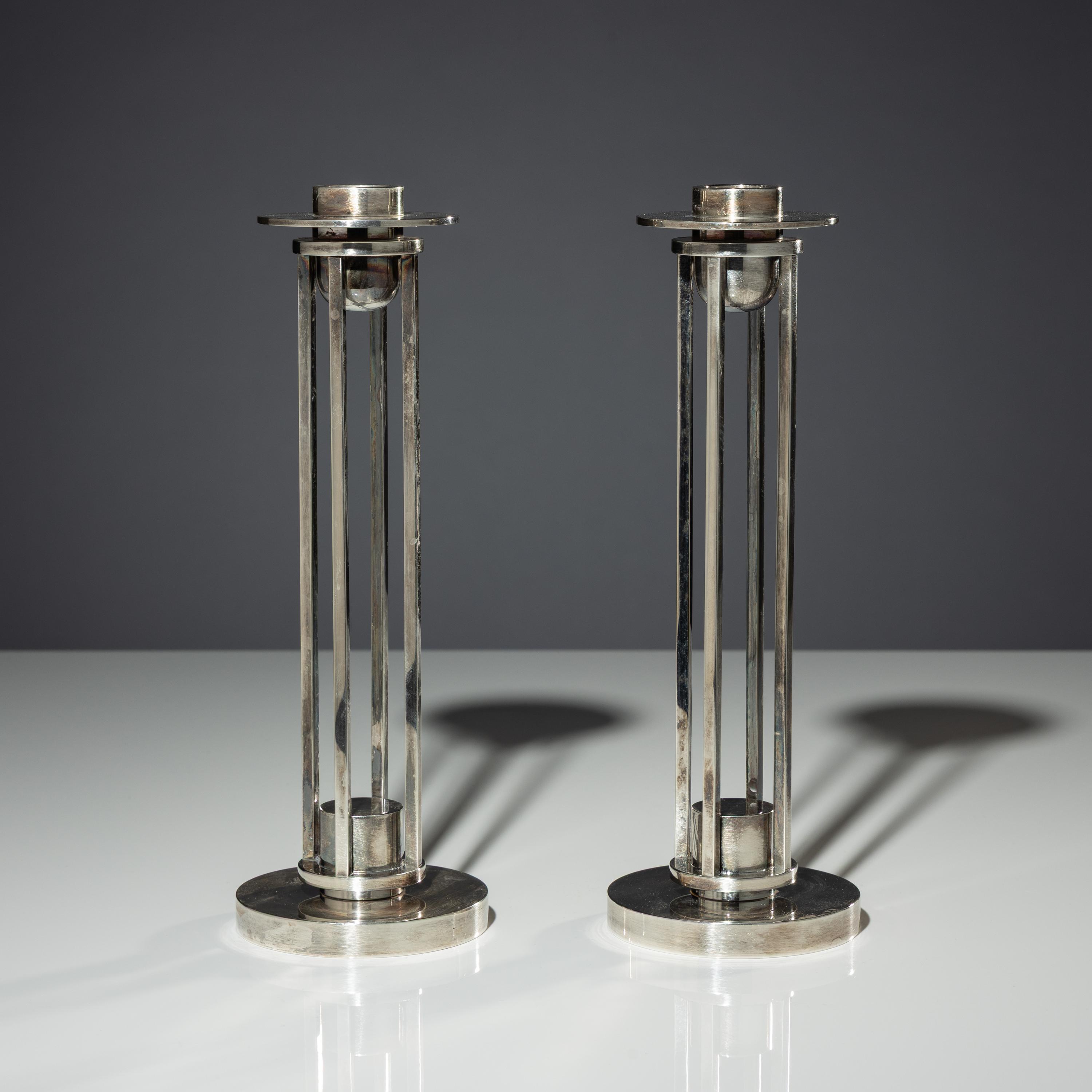 Pair of Skyscraper candlesticks for Swid Powell