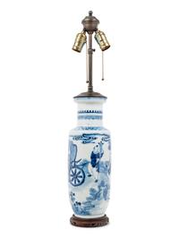 A Chinese Blue and White Porcelain Rouleau Vase