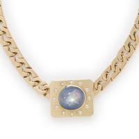 YELLOW GOLD, STAR SAPPHIRE, AND DIAMOND NECKLACE