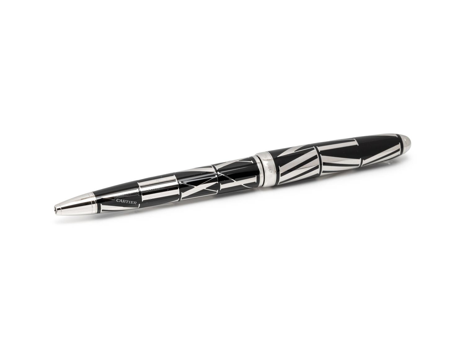 LOUIS CARTIER, BLACK LACQUER ROMAN NUMERALS LIMITED EDITION BALLPOINT PEN, 1656/1847