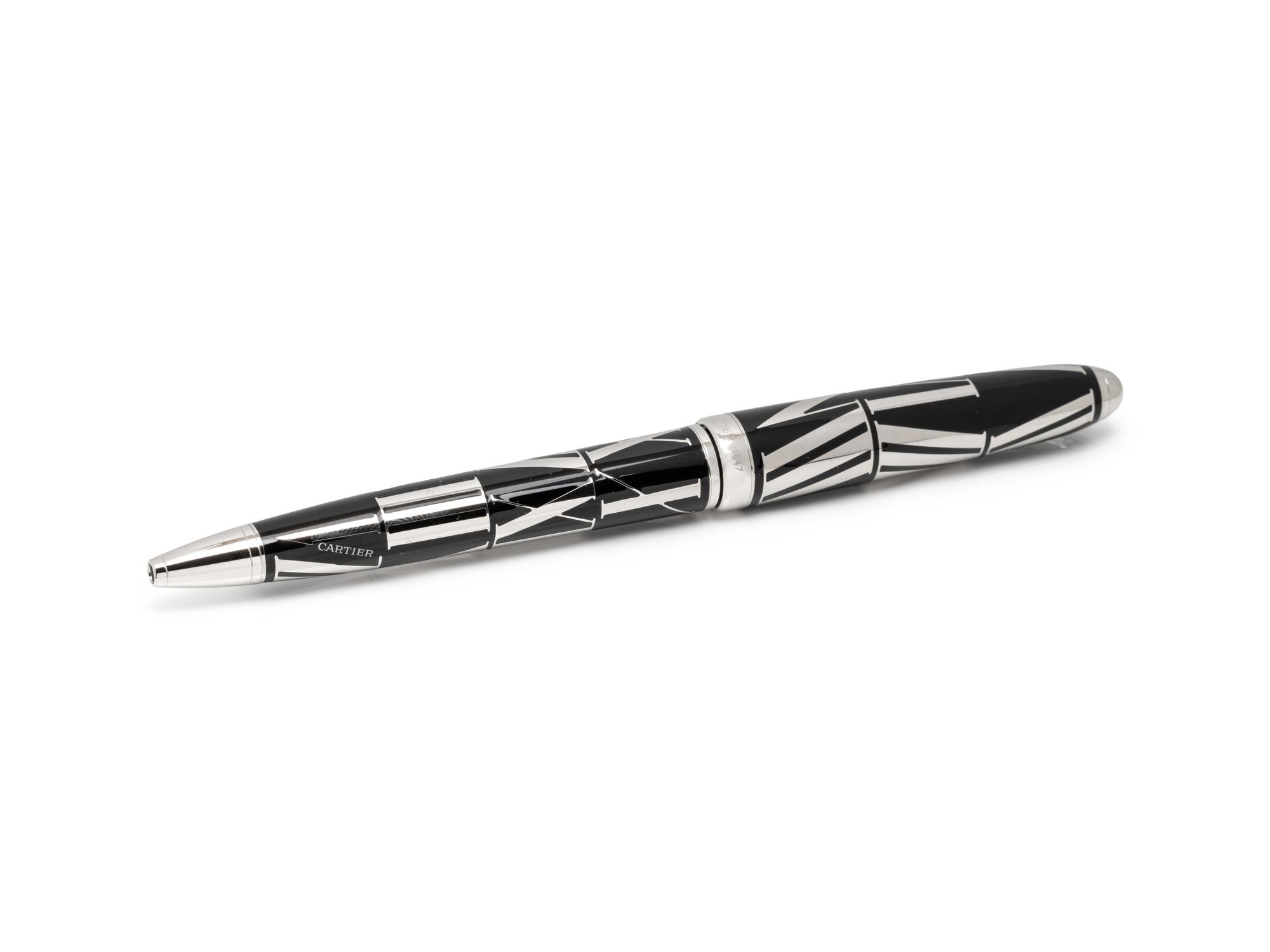 LOUIS CARTIER, BLACK LACQUER ROMAN NUMERALS LIMITED EDITION BALLPOINT PEN, 1656/1847
