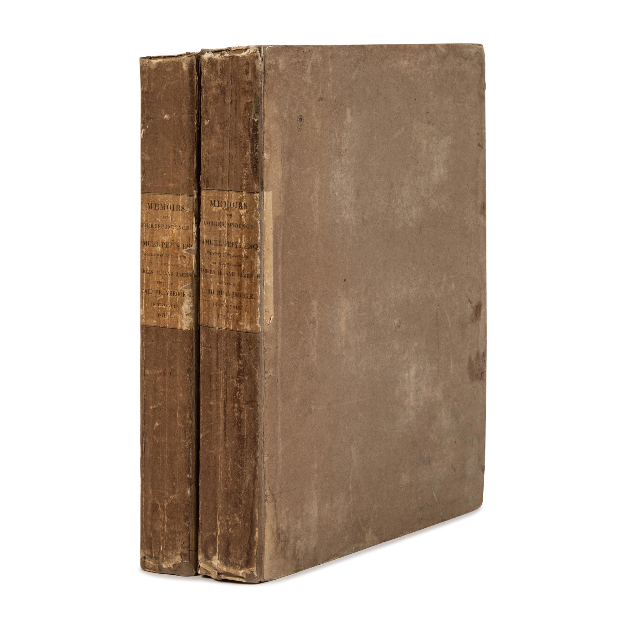 Pepys, Samuel (1633-1703). Memoirs of Samuel Pepys, Esq. F.R.S... Comprising his diary from 1659 to 1669, deciphered by the Rev. John Smith... Edited by Richard, Lord Braybrooke. London: Henry Colburn, 1825.