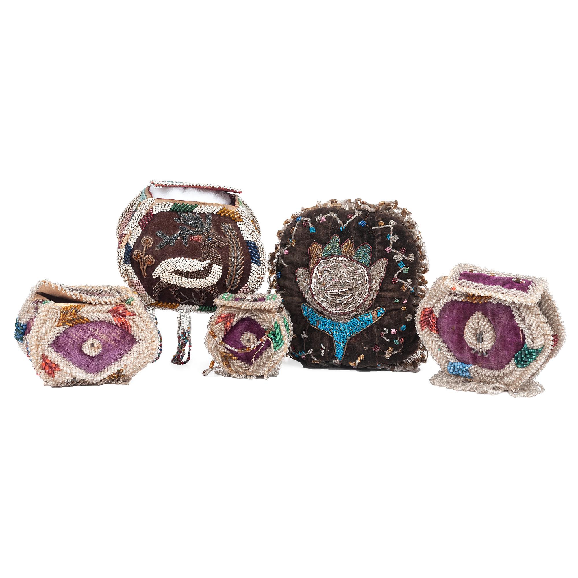 Haudenosaunee Souvenir Beaded Boxes and Pin Cushions