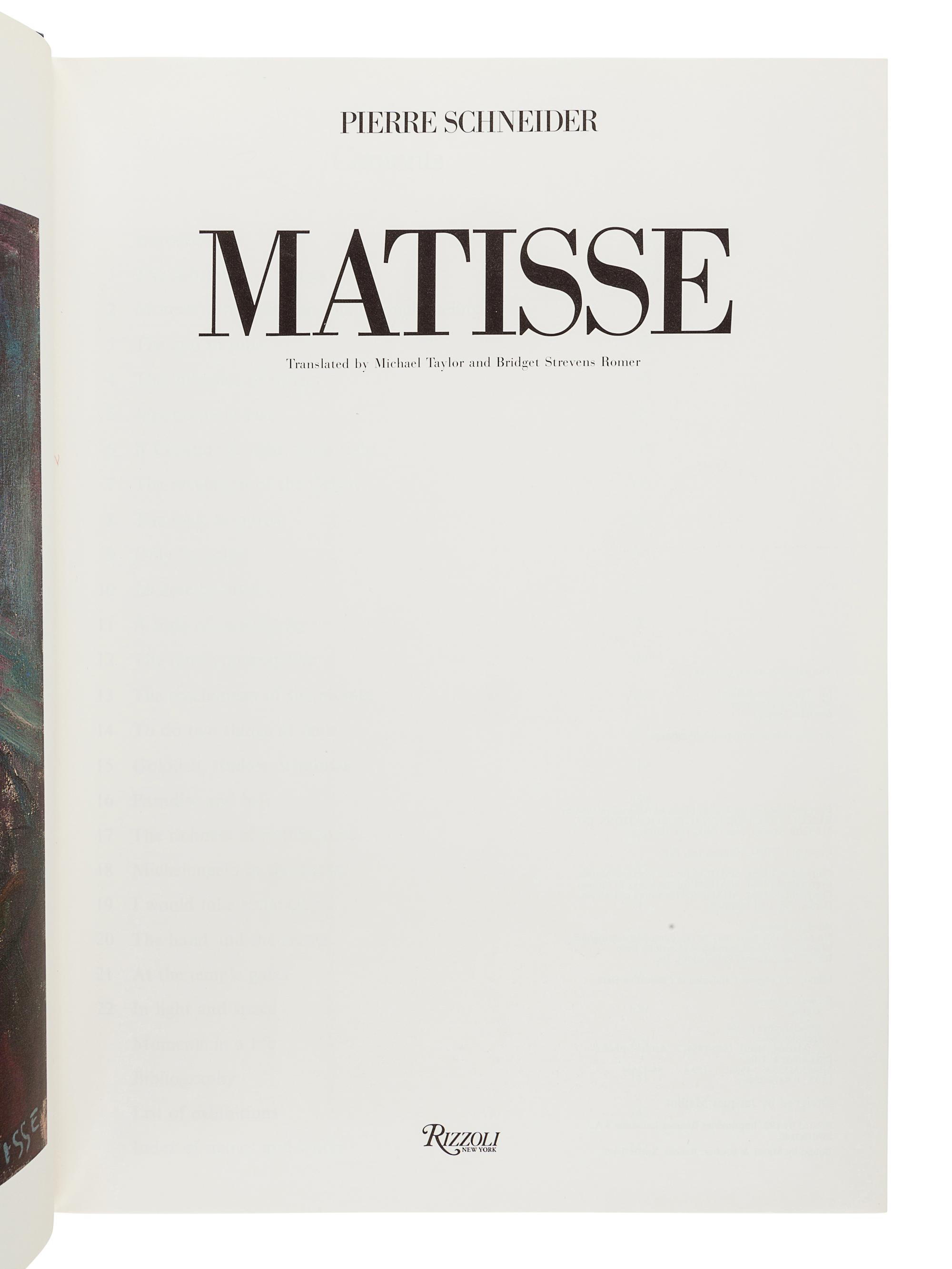 [MATISSE, Henri (1869-1954)]. SCHNEIDER, Pierre. Matisse. New York: Rizzoli, 1984.