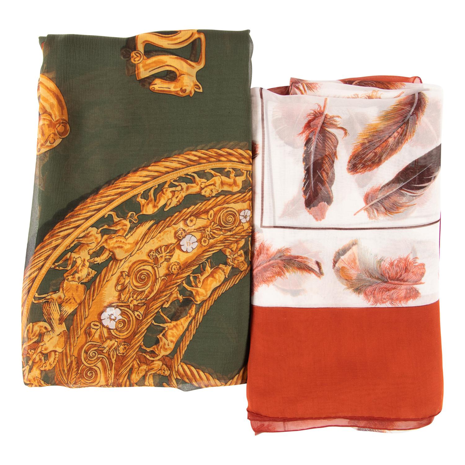 Four Hermès 140cm Silk Chiffon Scarves