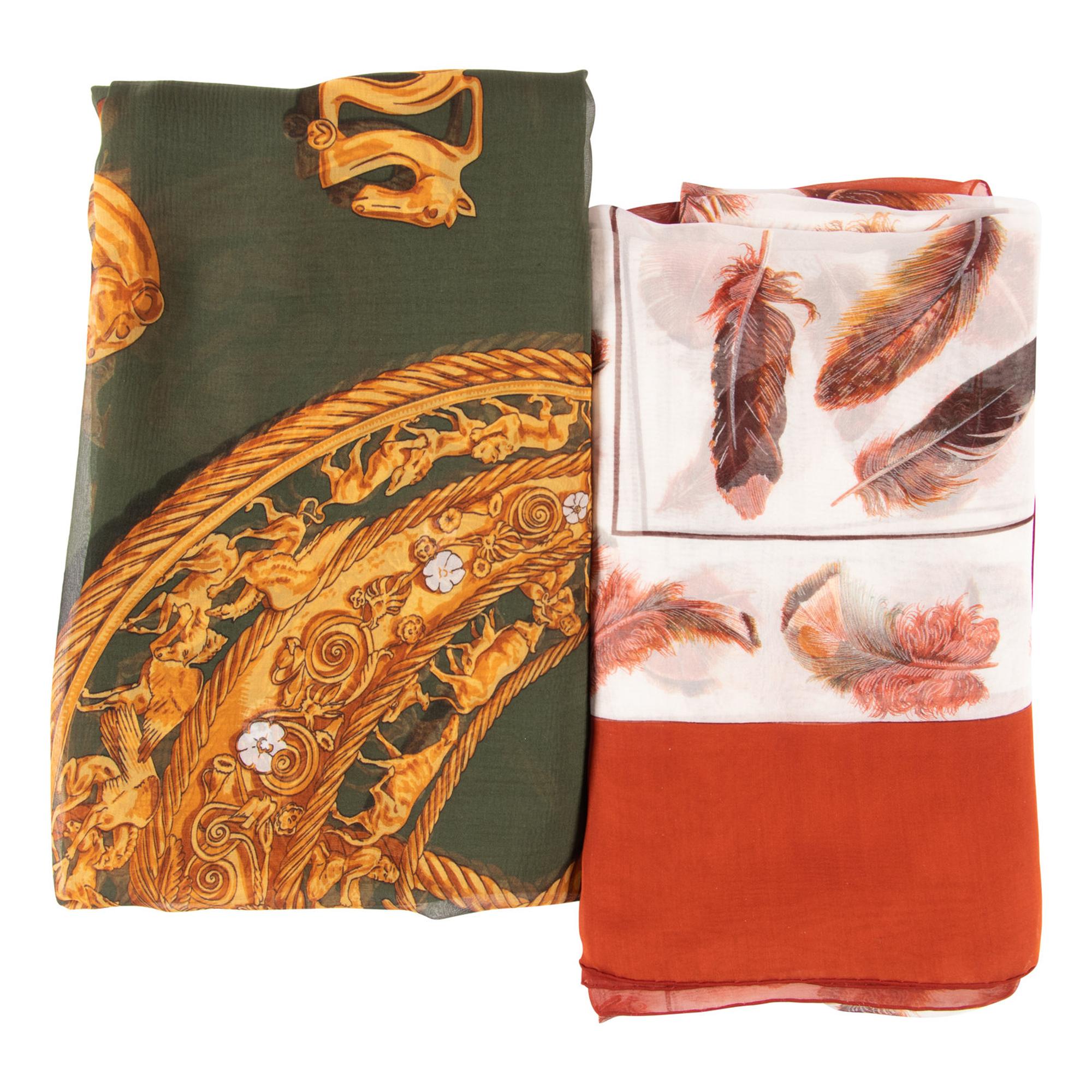 Four Hermès 140cm Silk Chiffon Scarves