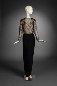 Bob Mackie Pleated V-Neck Dress with Embellished Sleeves, 1980-90s