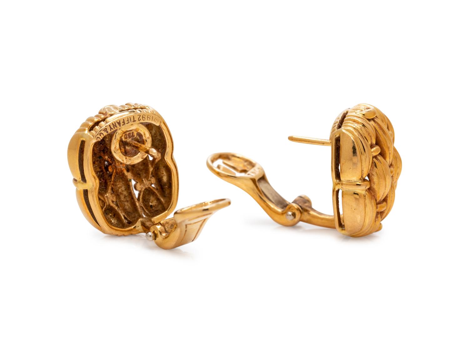 TIFFANY & CO., YELLOW GOLD EARCLIPS