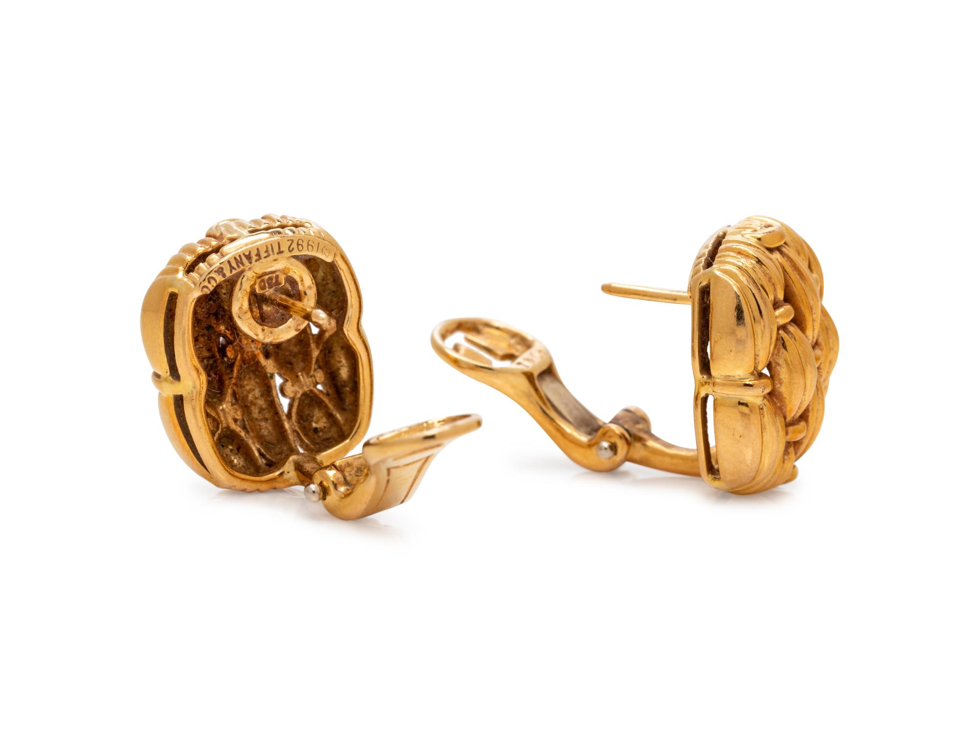 TIFFANY & CO., YELLOW GOLD EARCLIPS