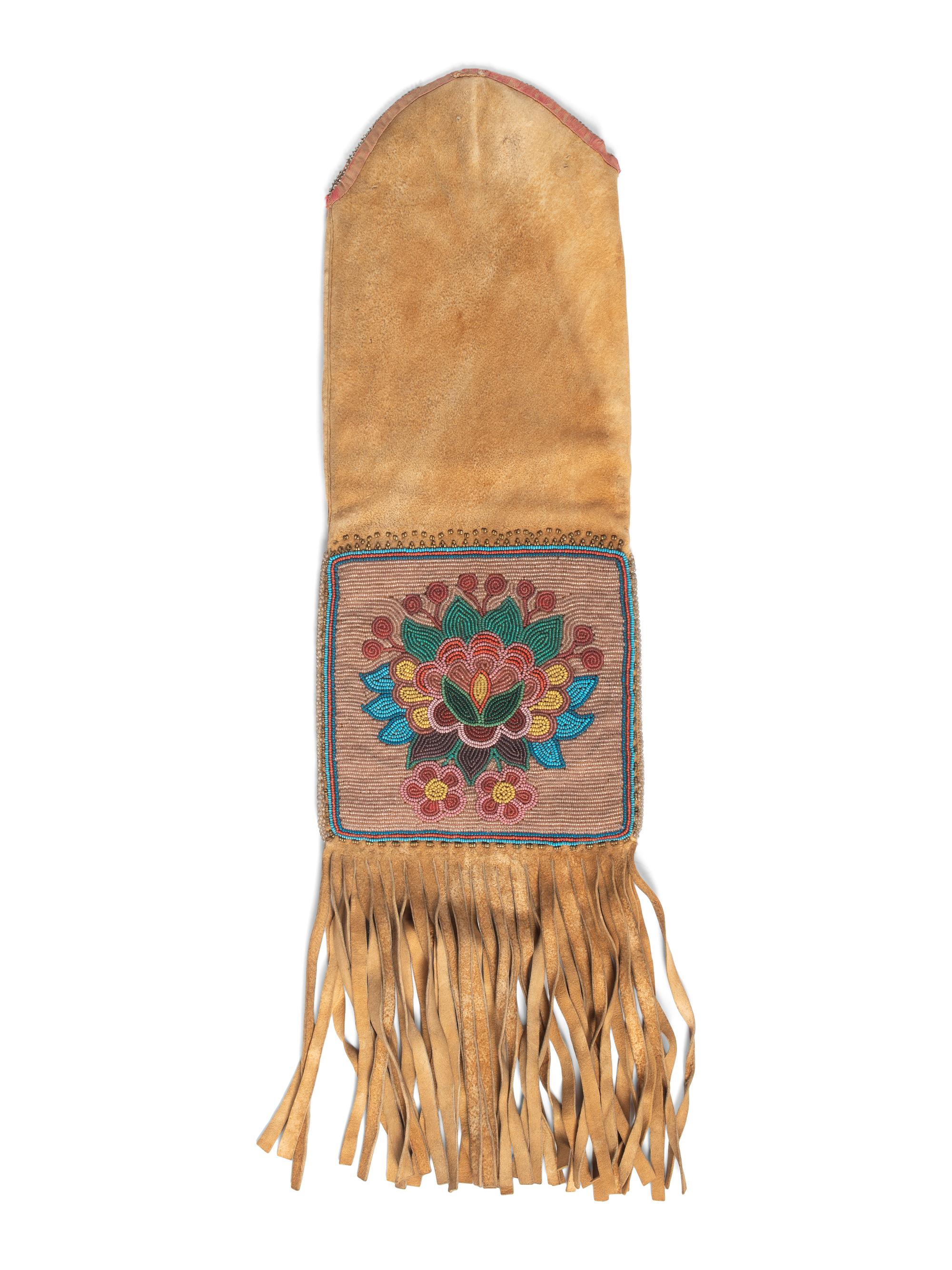 Cree Beaded Hide Tobacco Bag