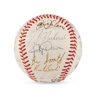A 1982 Chicago Cubs Team Signed Autograph Baseball (Including Early Career Ryne Sandberg Signature)