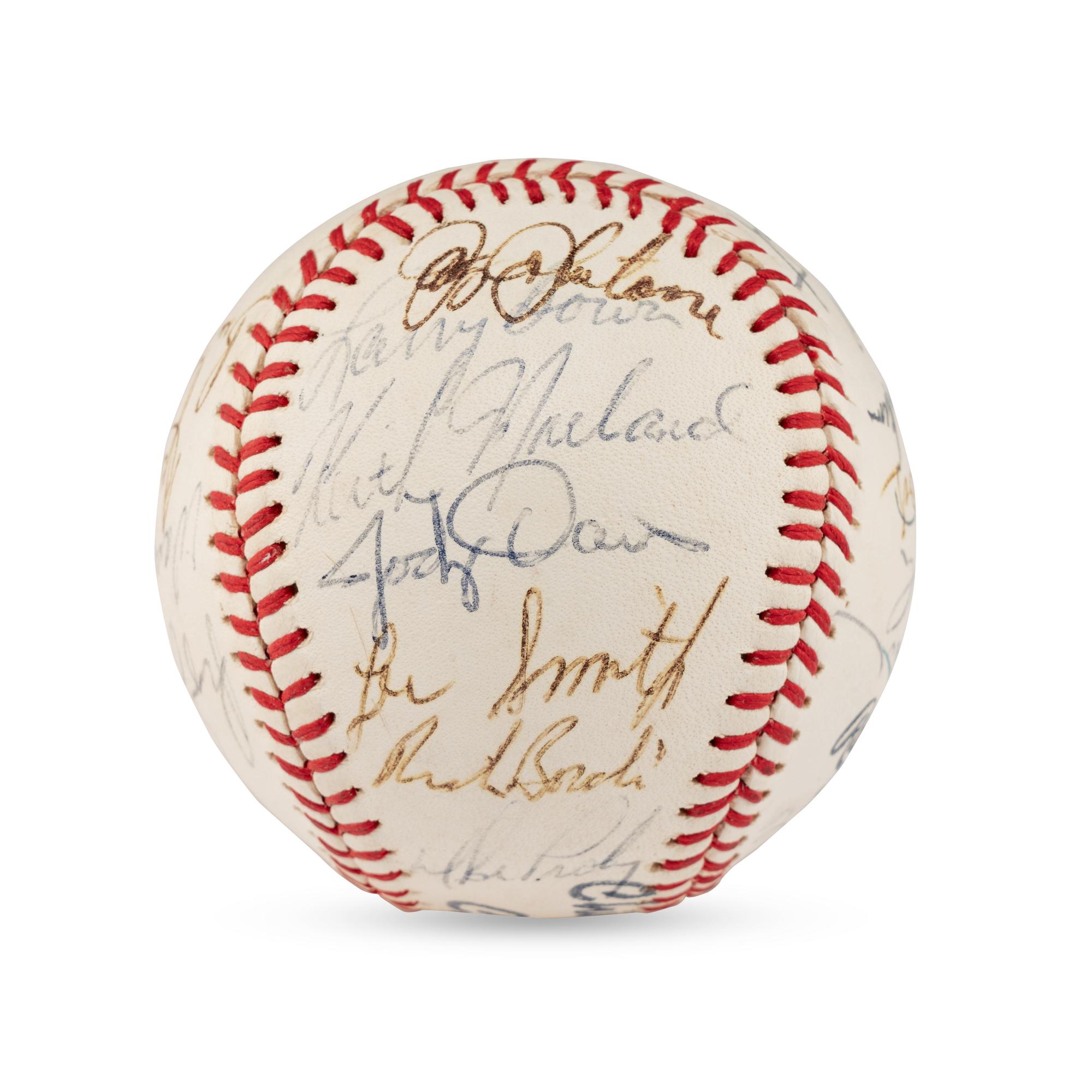 A 1982 Chicago Cubs Team Signed Autograph Baseball (Including Early Career Ryne Sandberg Signature)