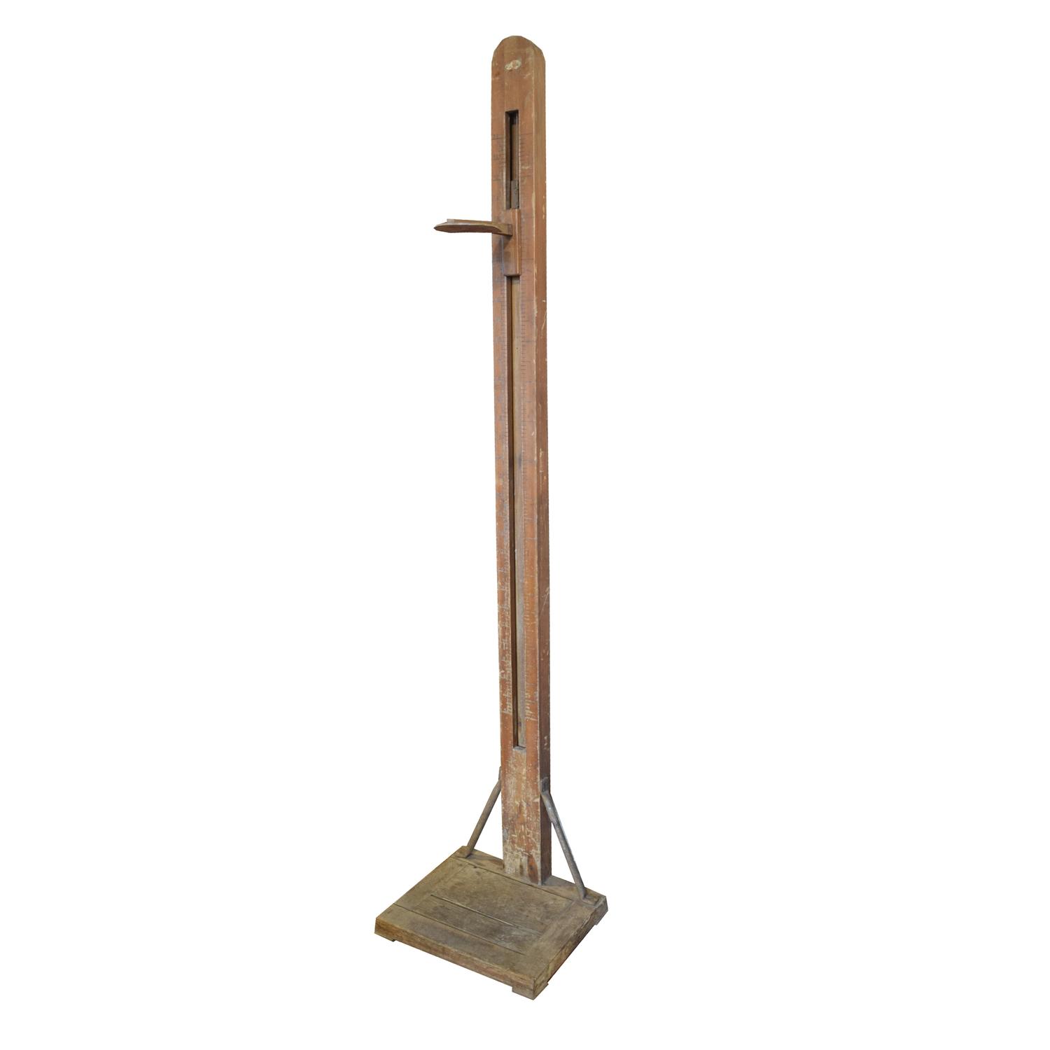 A Wood and Iron Stadiometer 19.5" W x 16" D x 90.5" H — Germany, Circa 1900