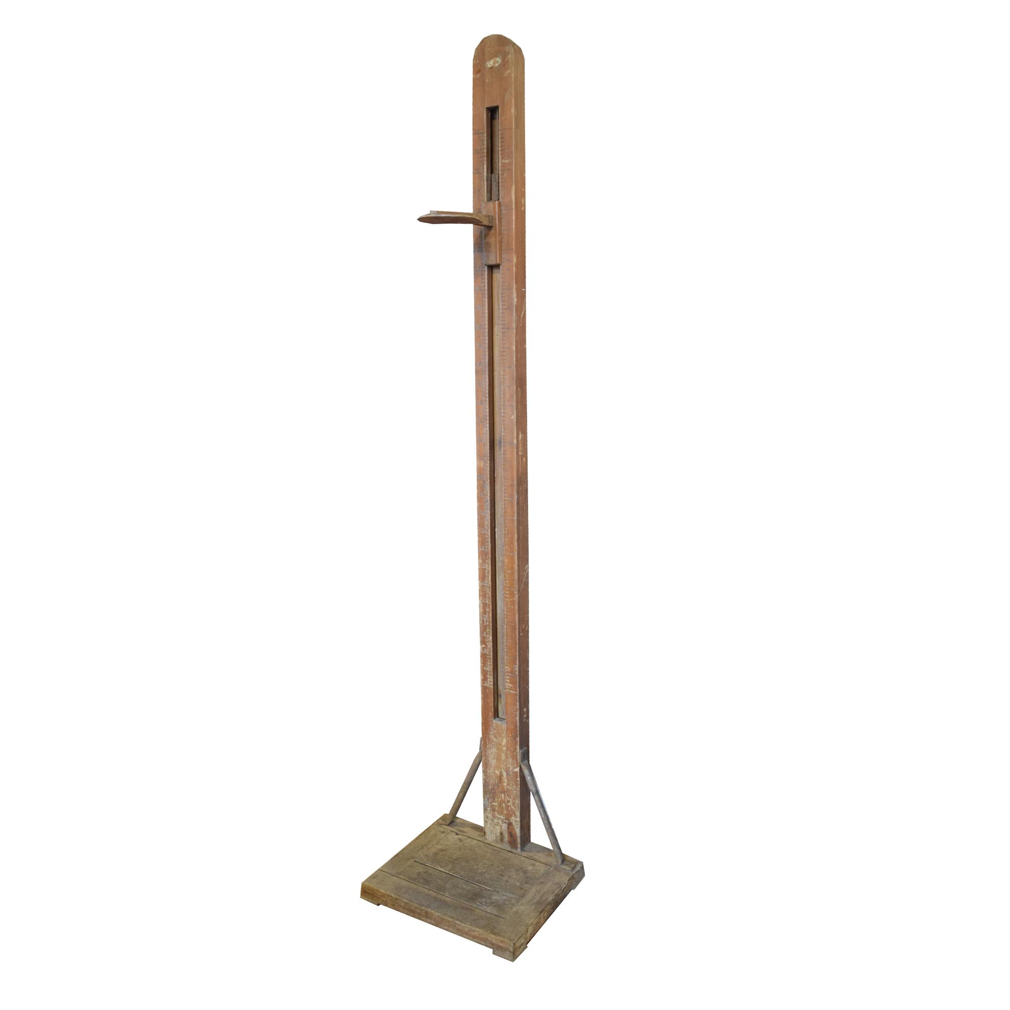 A Wood and Iron Stadiometer 19.5" W x 16" D x 90.5" H — Germany, Circa 1900