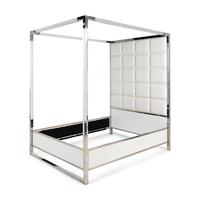 A Contemporary Acrylic and Chrome Queen-Sized Canopy Bed