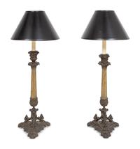 A Pair of Napoleon III Style Candlesticks Mounted as Lamps
