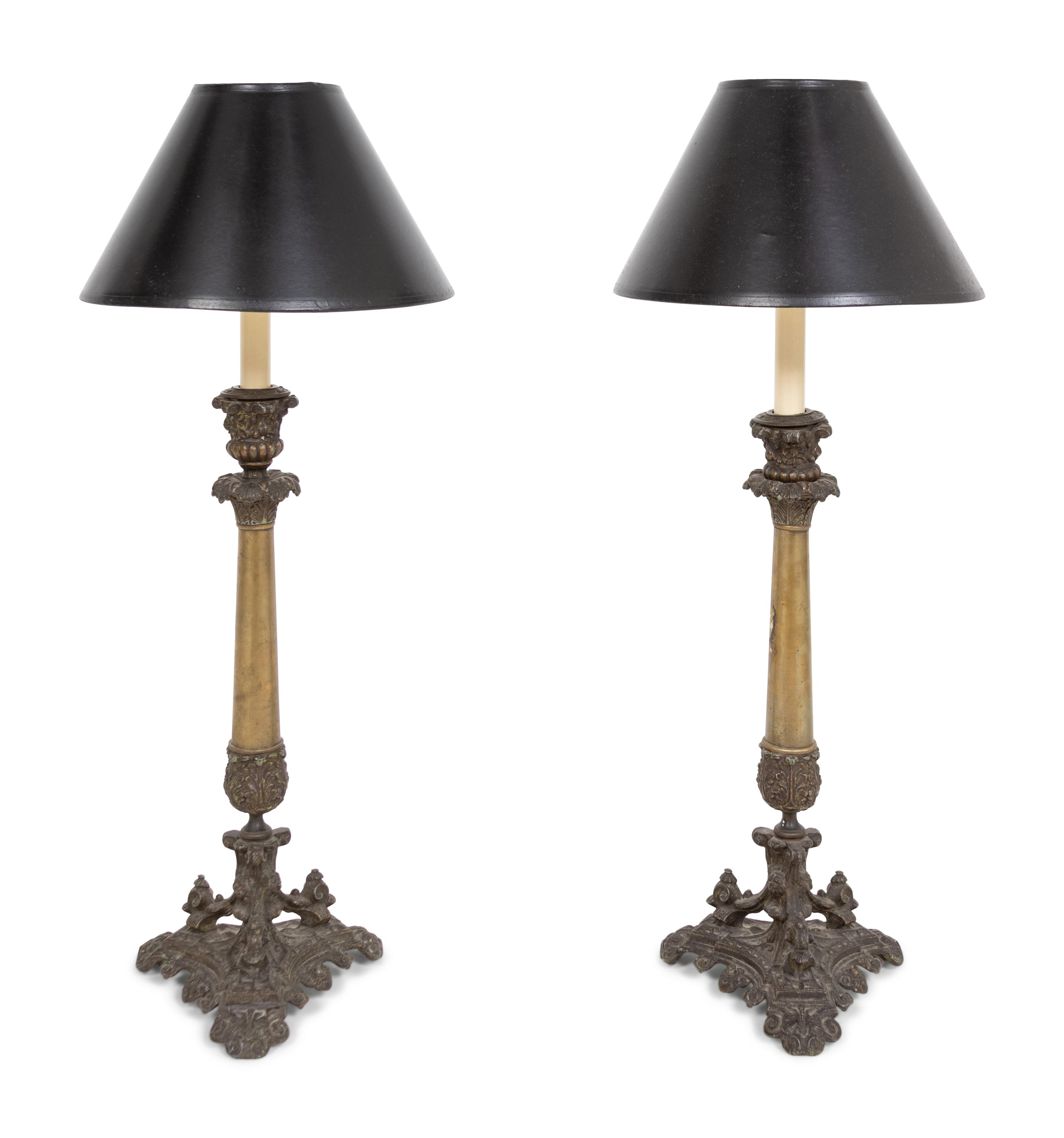 A Pair of Napoleon III Style Candlesticks Mounted as Lamps