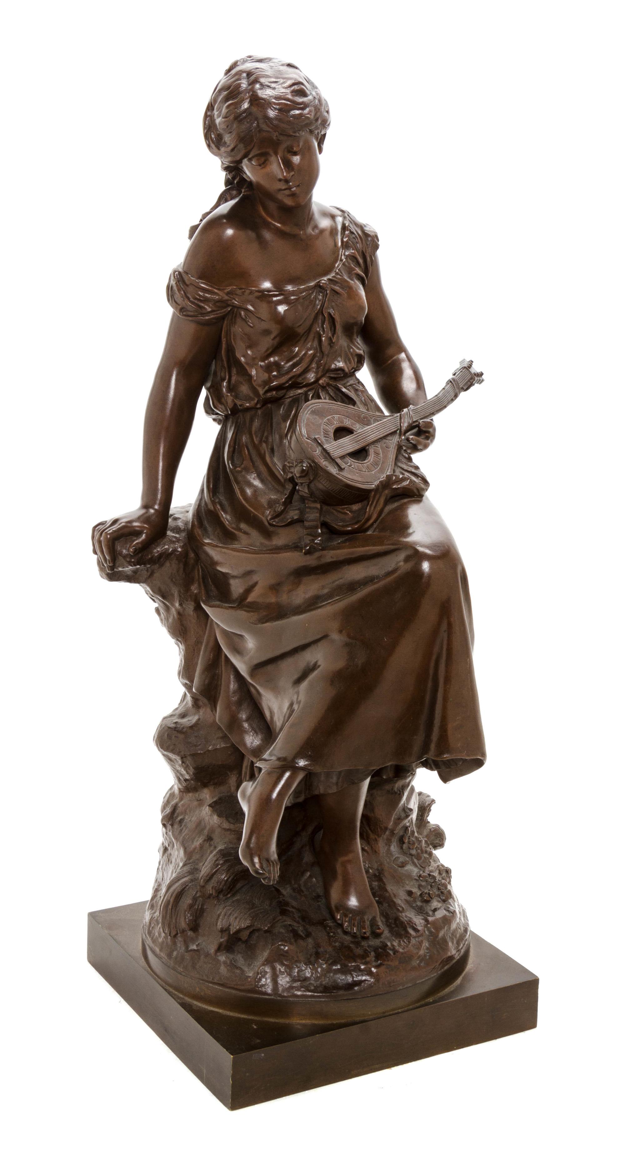 A French Bronze Figure, AUGUSTE MOREAU (FRENCH, 1834-1917), Height 23 3/4 inches. — AUGUSTE MOREAU (FRENCH, 1834-1917),