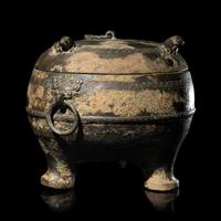 A Chinese Archaic Bronze Covered Tripod Vessel, Dun, Spring and Autumn Period 春秋 青銅敦