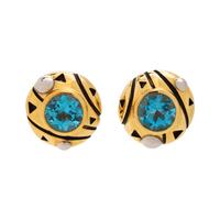JOHN ATENCIO, YELLOW GOLD AND BLUE TOPAZ 'CHORUS' EARRINGS