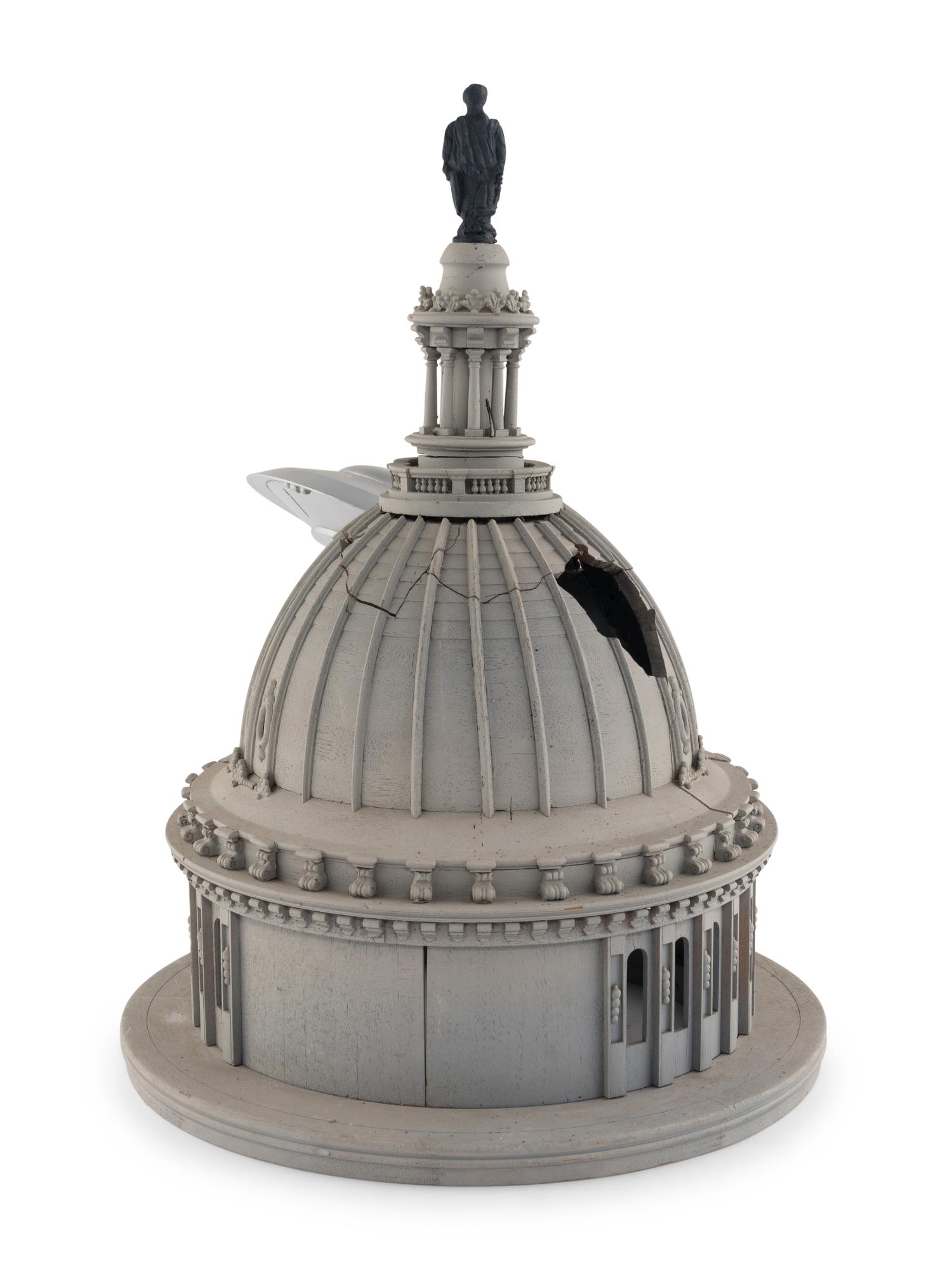 Capital dome and flying saucer special effects miniature from the film Earth vs. the Flying Saucers produced by Columbia Pictures. 1956.